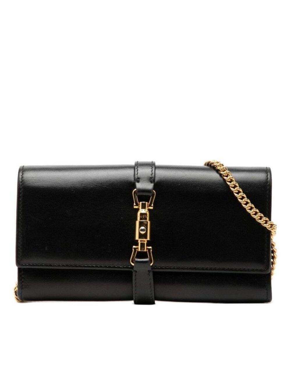 Gucci Jackie 1961 Crossbody Chain Wallet Shoulder Bag Black Leather